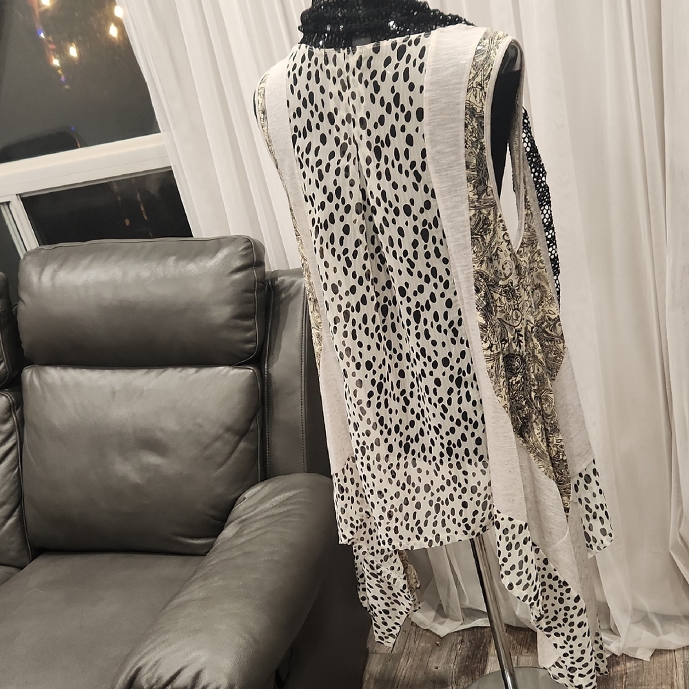 Ativa Black and White Polka Dot Cover-up Sz L